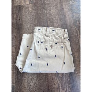 St. John's Bay Men's Sailboat Shorts Size 38 Cream Navy 9.5 Inch Inseam Used